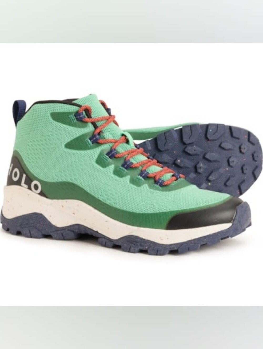 Mint Green Hiking Sneakers with Coral Laces